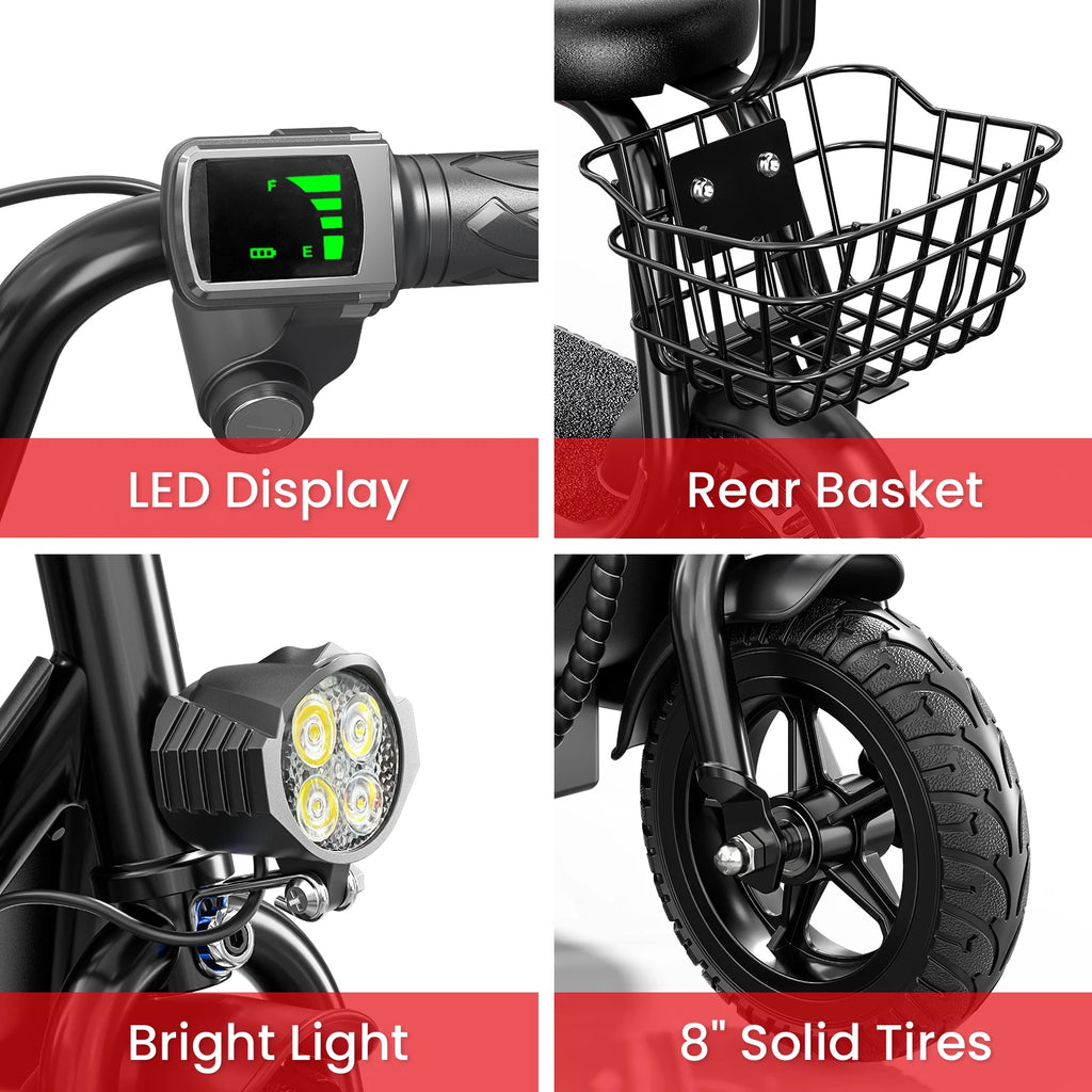 Spacewalk Kids Folding Electric Scooter with Seat & Basket