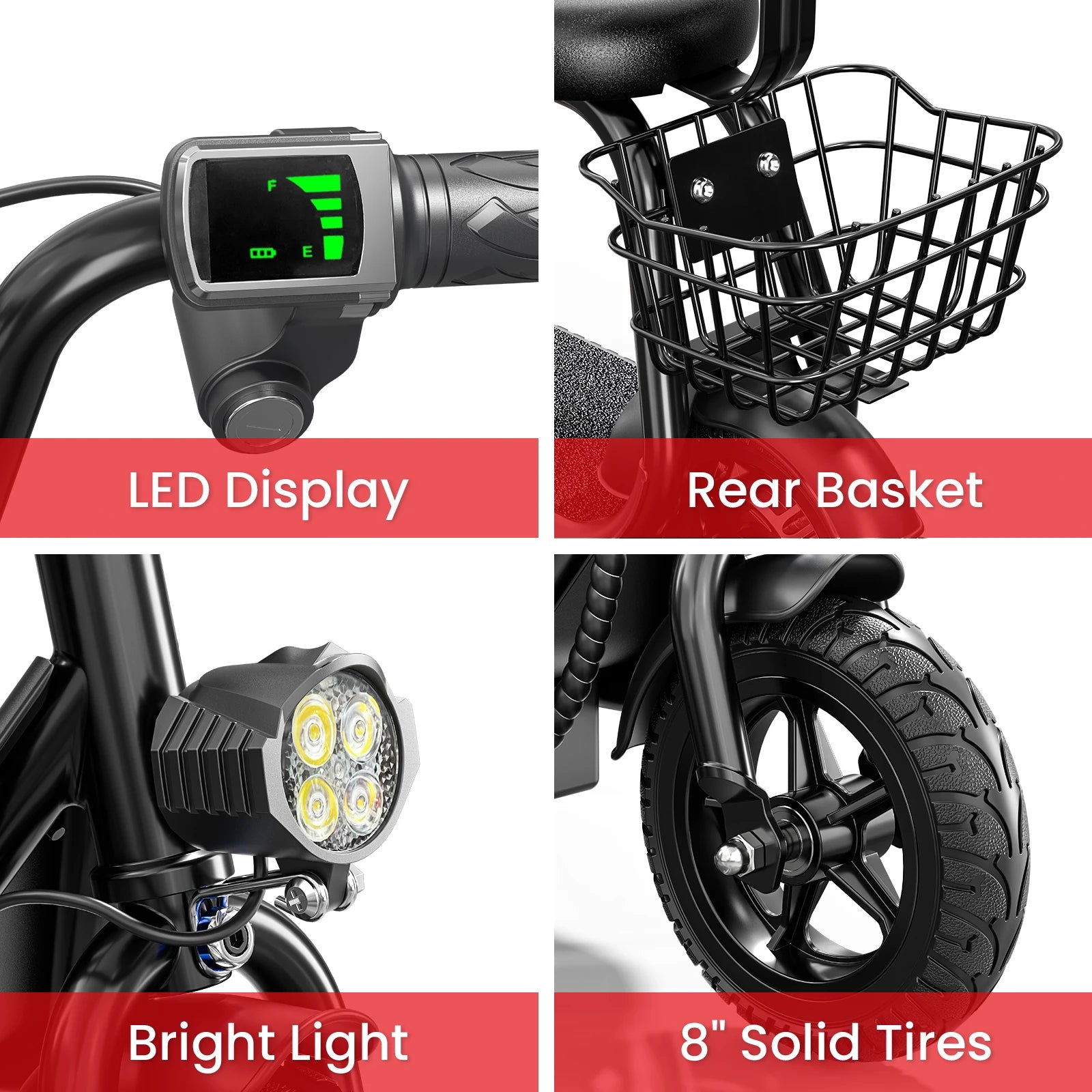 Spacewalk Kids Folding Electric Scooter with Seat & Basket