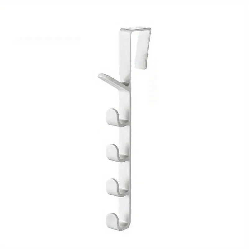 5-Hook Over-the-Door Organizer Rack – No-Drill ABS Plastic | Bags, Hats & Coats | Black, White, Brown