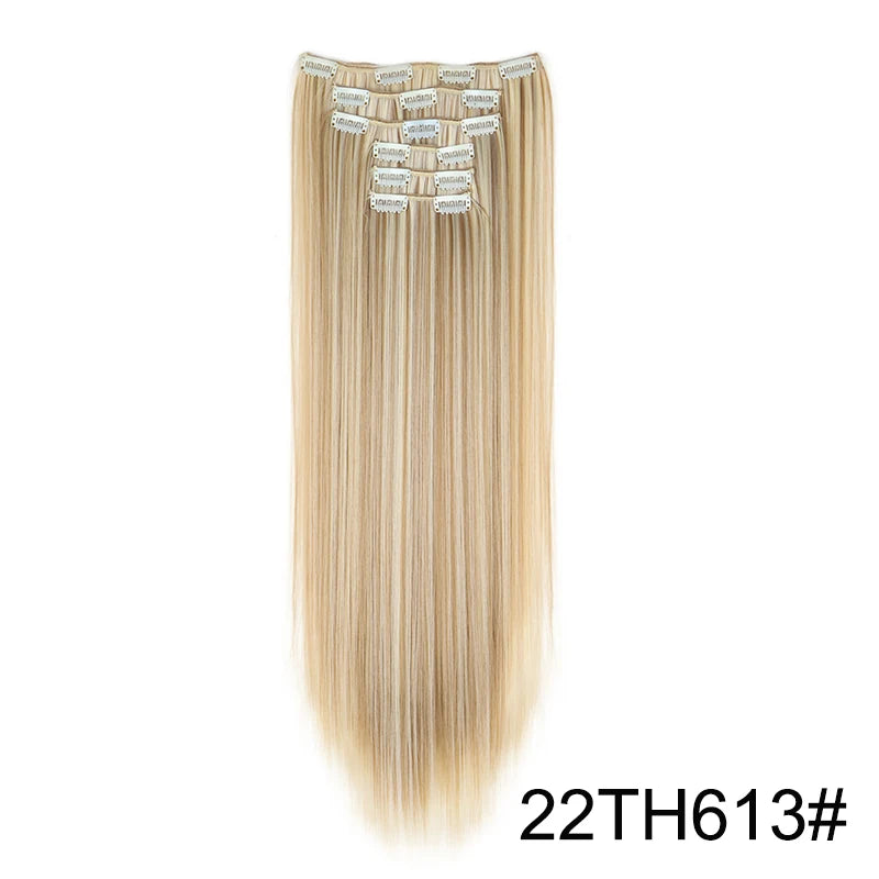 WIGSIN 24-Inch Synthetic Clip-In Hair Extensions – Long Straight | 6 Pcs 16 Clips | 20+ Colors | Heat Resistant