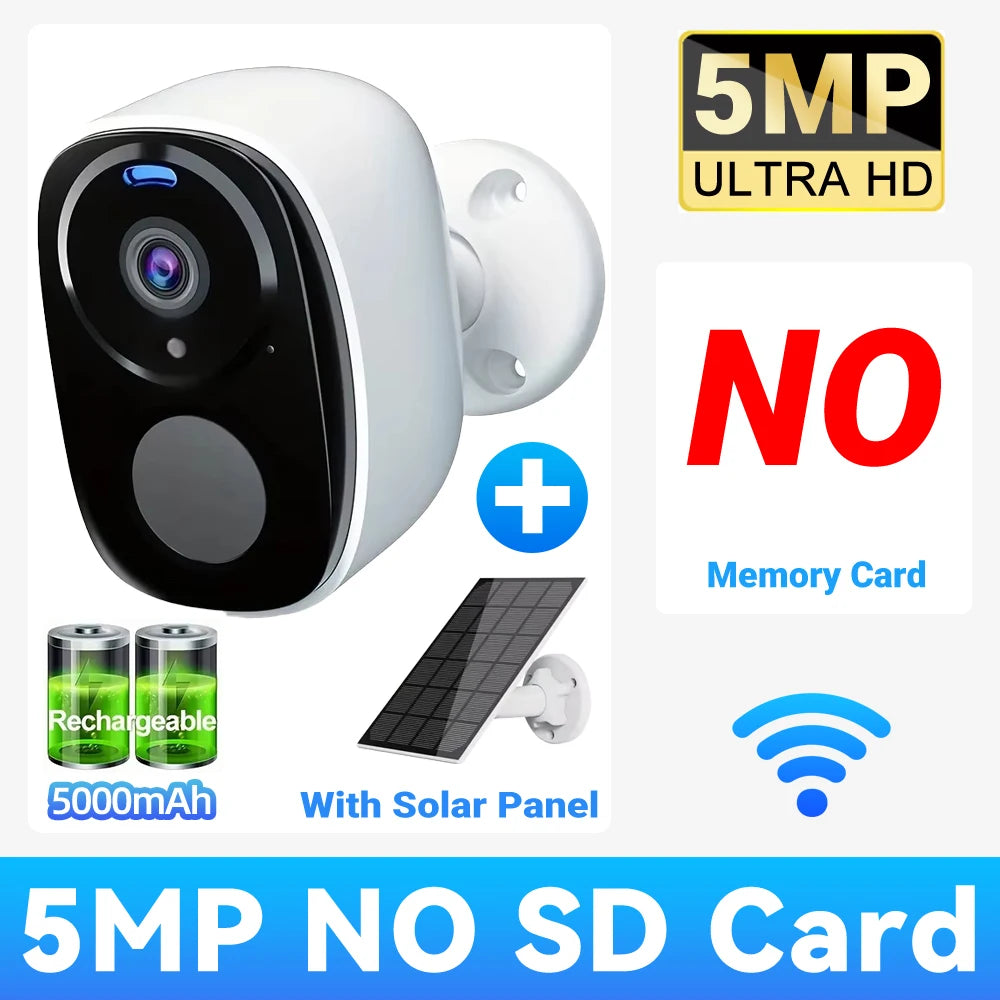 2K 5MP Solar & Battery Wireless Security Camera – Color Night Vision