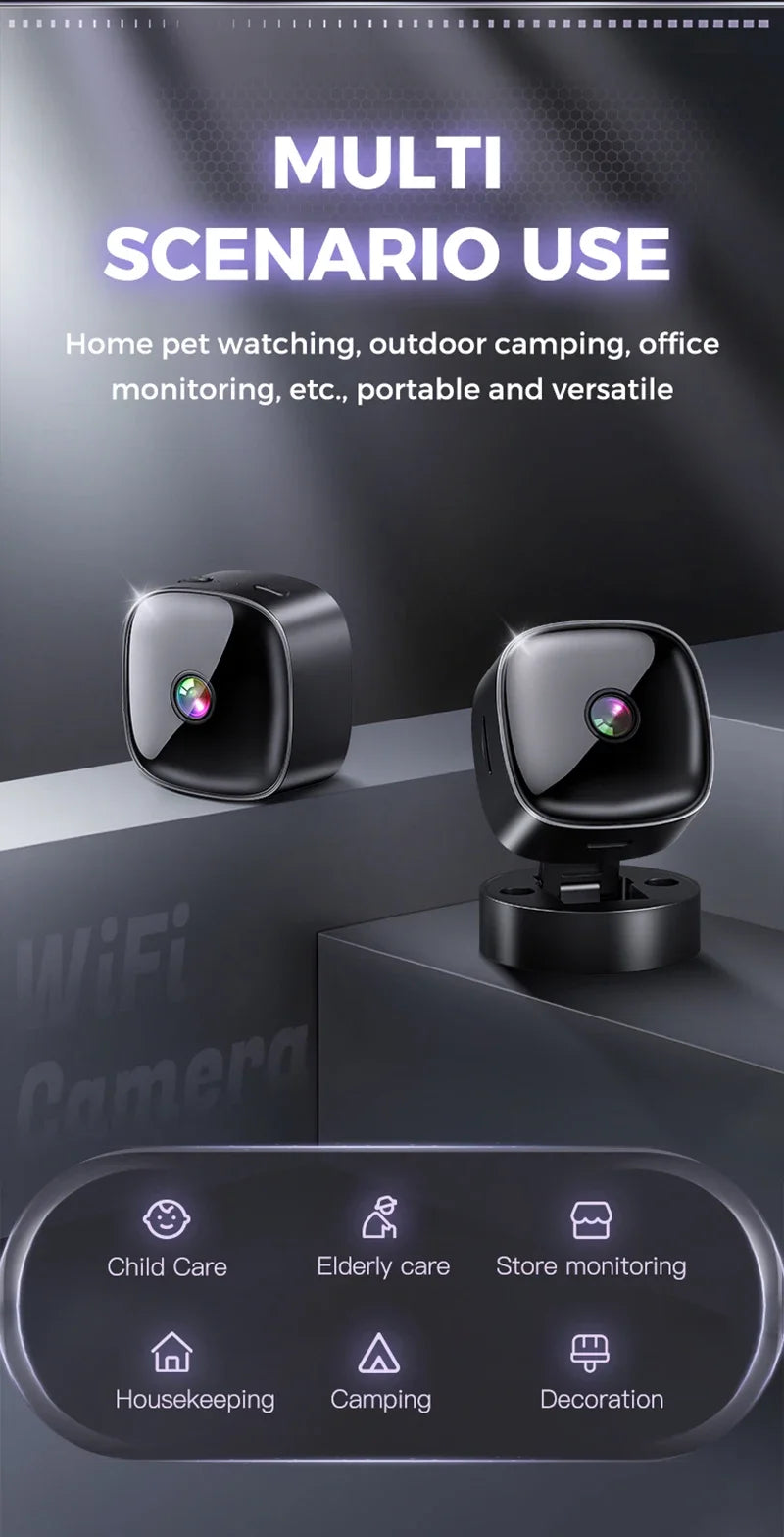 S1 Mini 1080P WiFi Security Camera | 360° Rotatable | Night Vision | Motion Detection | Battery & Plug-in | Black