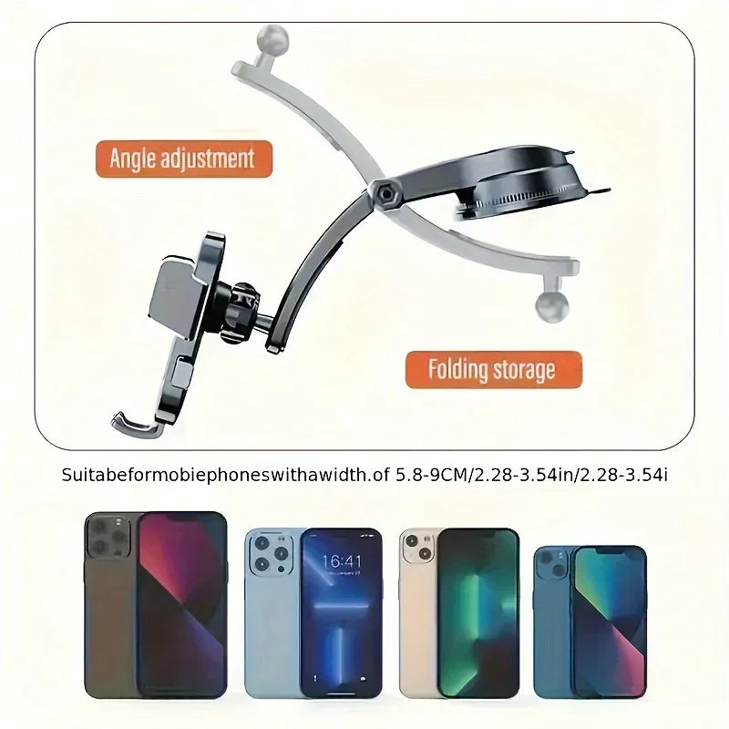Adjustable Car Phone Mount – 360° Swivel Dashboard Cradle, Strong Suction, Anti-Shake Design