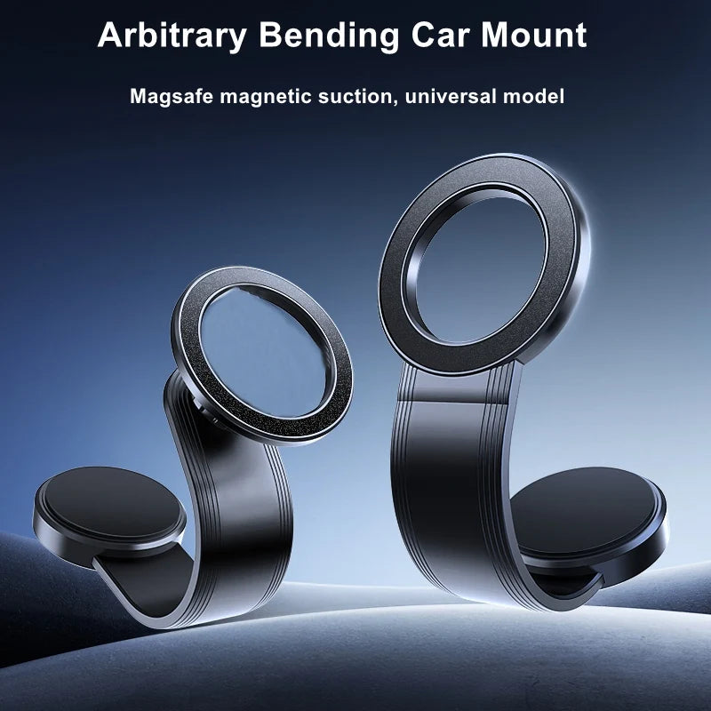 Magnetic Car Phone Mount – Bendable, Detachable, 360° Adjustable, Universal Dashboard Mount