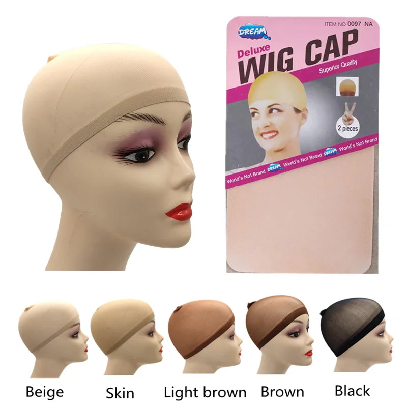 Stretch Mesh Dome Wig Cap – 2 Pack | Breathable Nylon | 6 Shades | Universal Fit