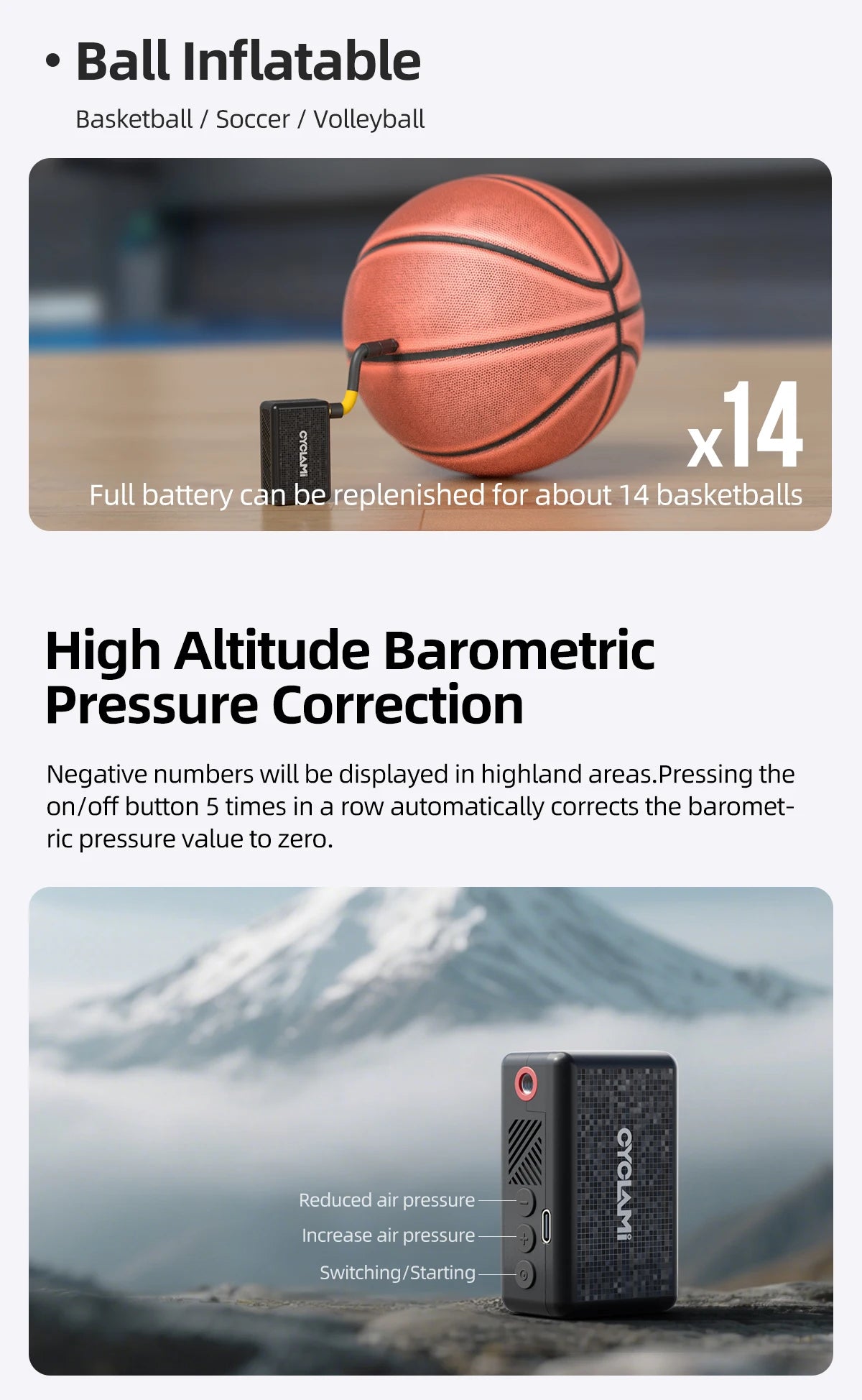 CYCLAMI AM6 Portable Pocket Electric Bike Pump – 130 PSI | Preset Pressure | MTB & Road Bike