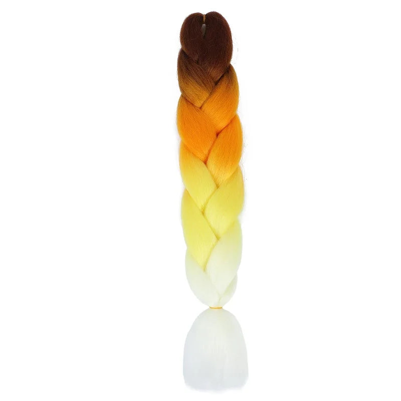 24" Synthetic Braiding Hair Extensions – Ombre Rainbow Colors, Jumbo DIY Hair for Women