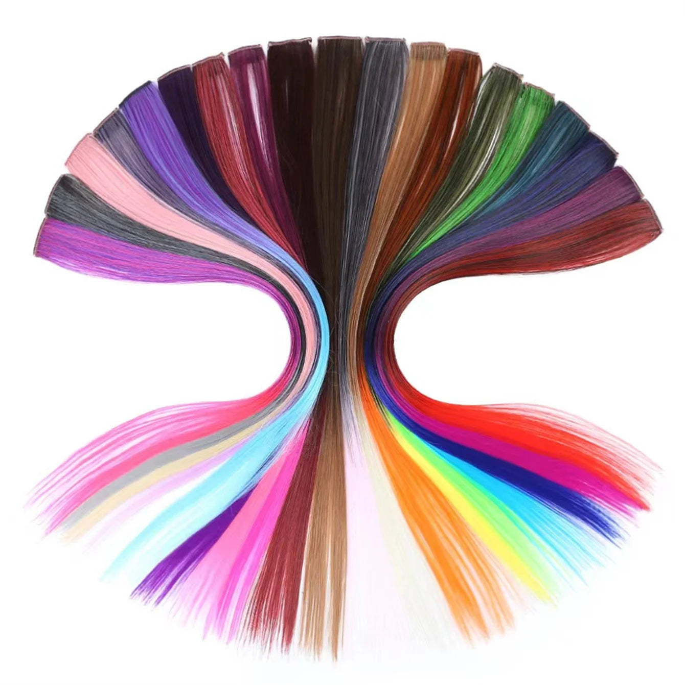 EZ&AS Synthetic Clip-In Hair Extensions | 5pcs/Set | 20 Inches Straight | Green, Red, Burgundy, Purple & White | Cosplay & Party