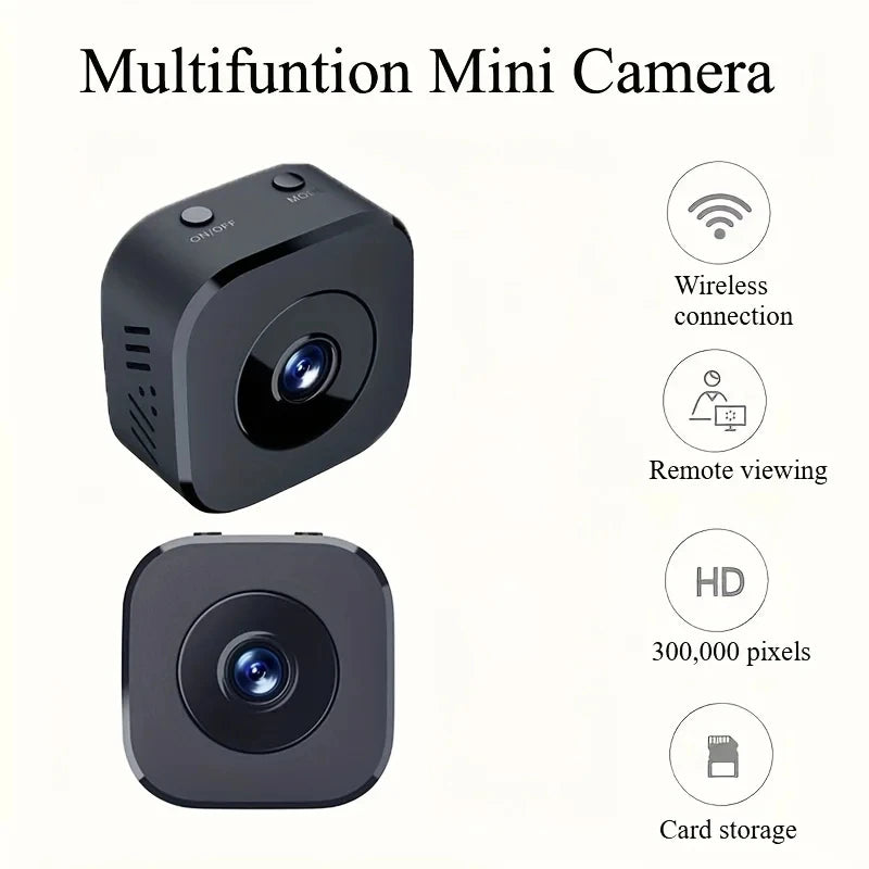 Mini 1080P Full HD WiFi Security Camera | Night Vision | Motion Detection | 2-Way Audio | Loop Recording | White & Black