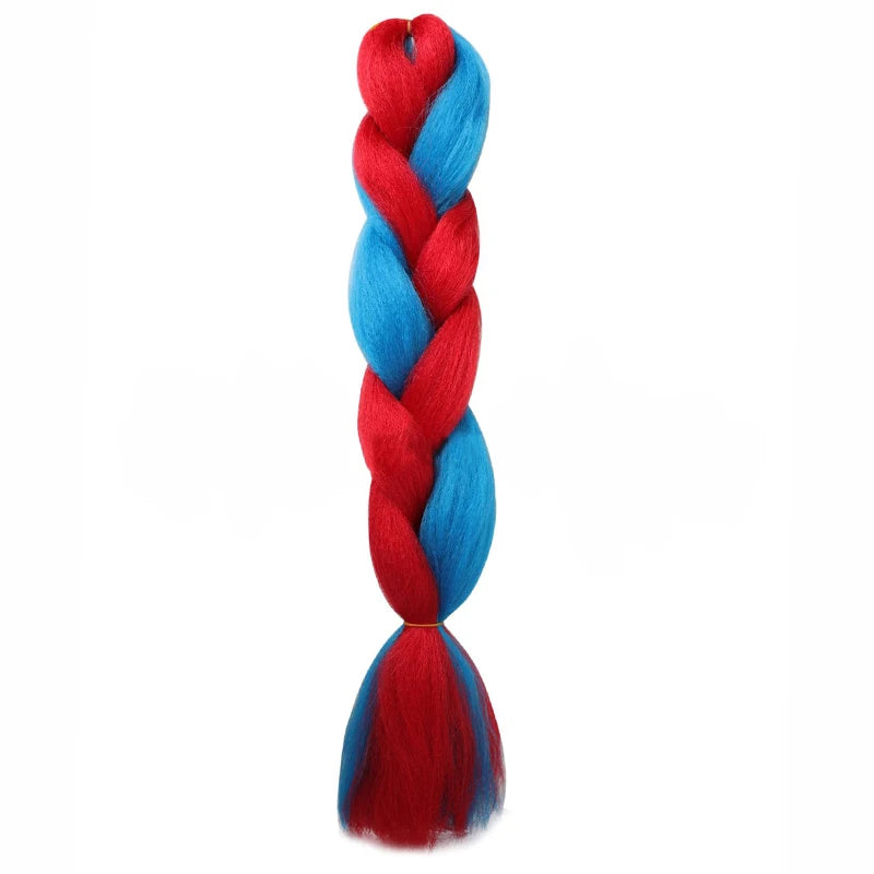 24" Synthetic Braiding Hair Extensions – Ombre Rainbow Colors, Jumbo DIY Hair for Women