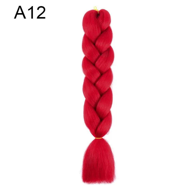 24" Synthetic Braiding Hair Extensions – Ombre Rainbow Colors, Jumbo DIY Hair for Women