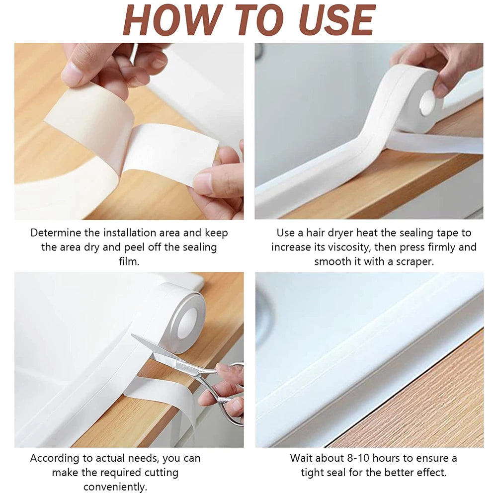 Waterproof Caulk Sealing Tape – Self-Adhesive PVC Strip for Bathroom, Kitchen & Toilet