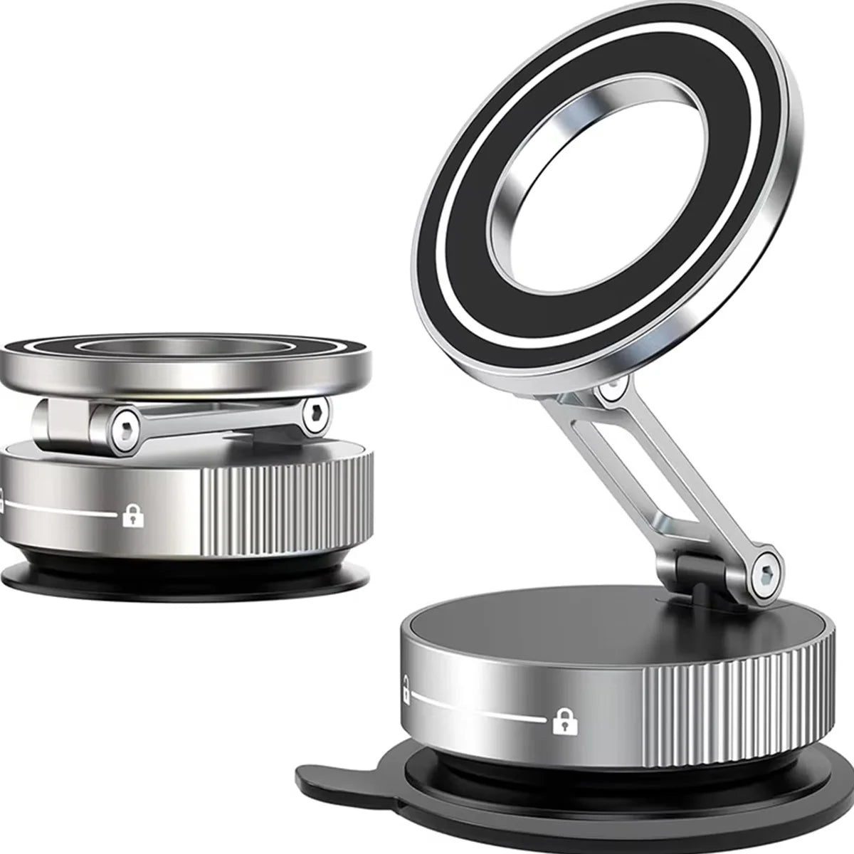 Strong Magnetic Foldable Car Phone Mount – 360° Rotation | Windshield & Multi-Surface | Universal Fit | Black, Silver & White