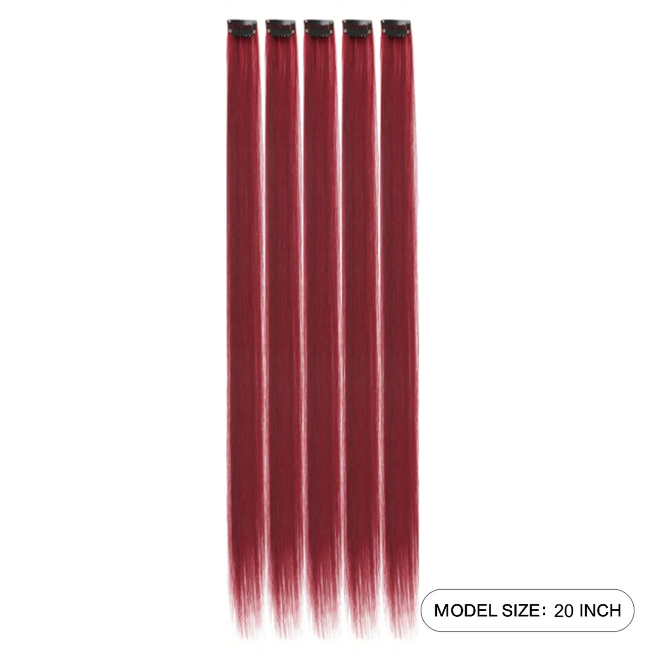 EZ&AS Synthetic Clip-In Hair Extensions | 5pcs/Set | 20 Inches Straight | Green, Red, Burgundy, Purple & White | Cosplay & Party