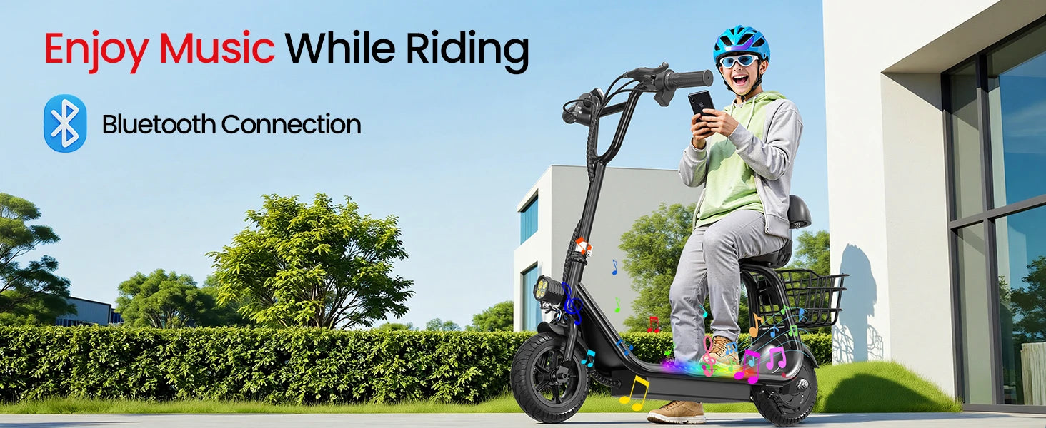 Spacewalk Kids Folding Electric Scooter with Seat & Basket