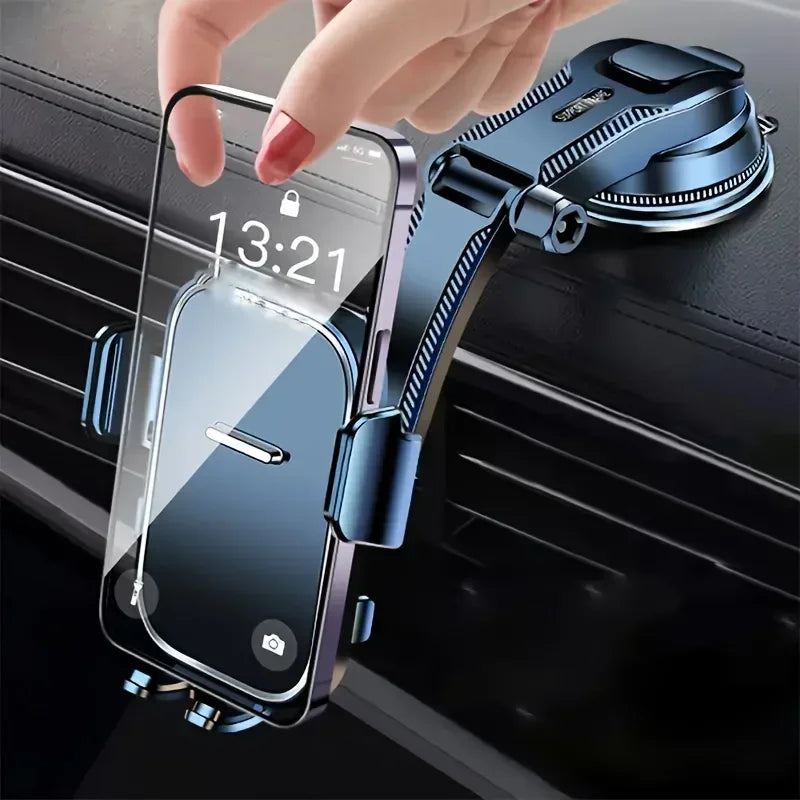 Adjustable Car Phone Mount – 360° Swivel Dashboard Cradle, Strong Suction, Anti-Shake Design
