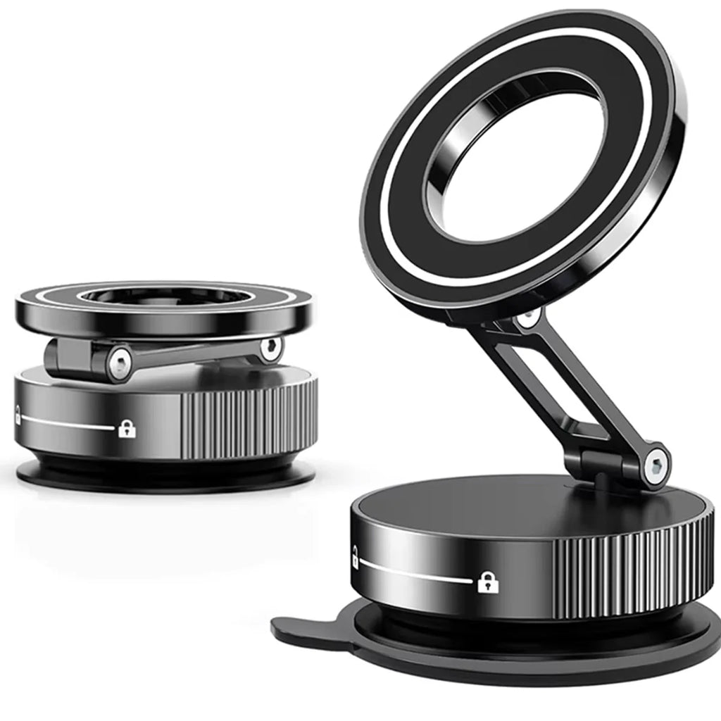 Strong Magnetic Foldable Car Phone Mount – 360° Rotation | Windshield & Multi-Surface | Universal Fit | Black, Silver & White