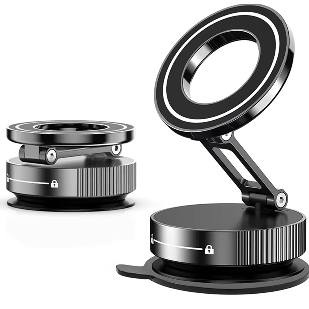 Strong Magnetic Foldable Car Phone Mount – 360° Rotation | Windshield & Multi-Surface | Universal Fit | Black, Silver & White