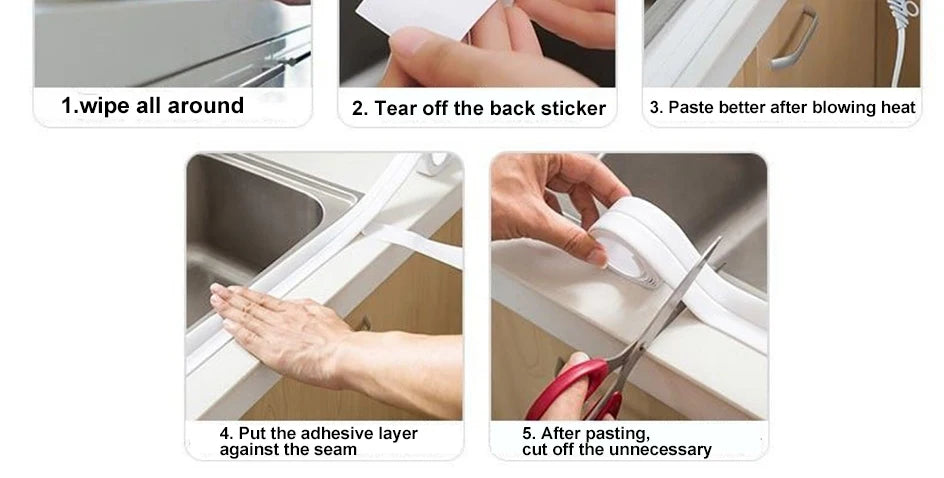 Waterproof Caulk Sealing Tape – Self-Adhesive PVC Strip for Bathroom, Kitchen & Toilet