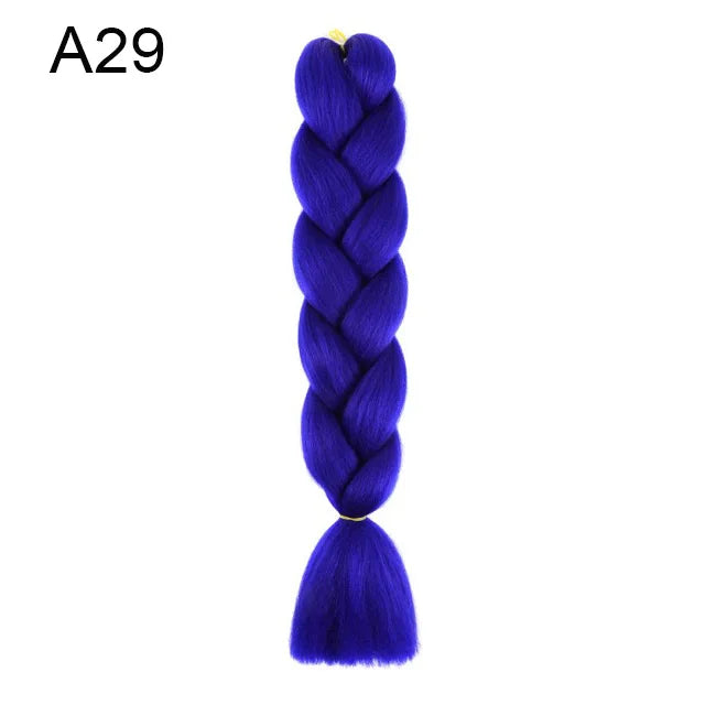 24" Synthetic Braiding Hair Extensions – Ombre Rainbow Colors, Jumbo DIY Hair for Women
