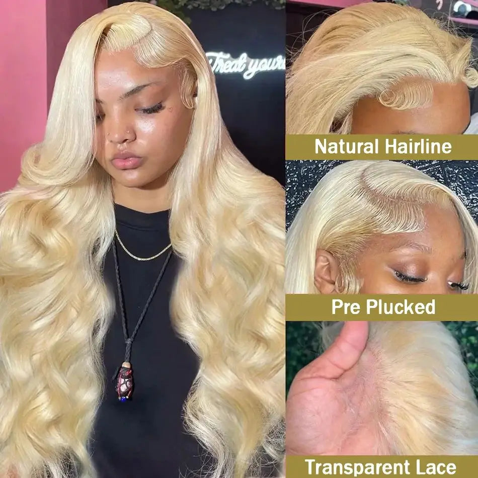 613 Blonde Body Wave Human Hair Lace Front Wig – 13x4 & 13x6 HD Lace | 180% & 220% Density | 18–38 Inches