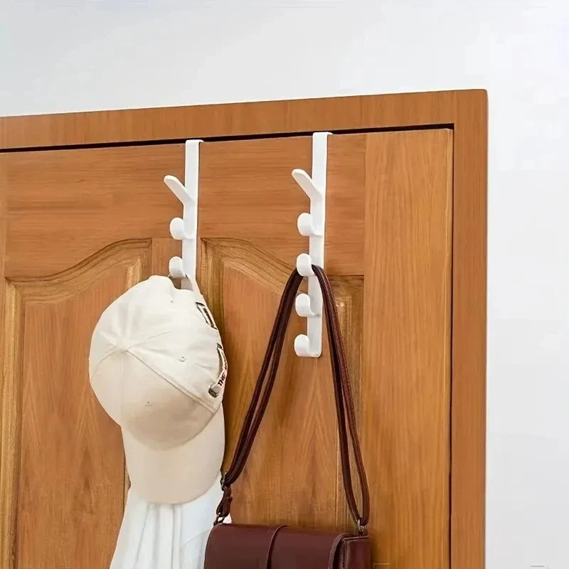 5-Hook Over-the-Door Organizer Rack – No-Drill ABS Plastic | Bags, Hats & Coats | Black, White, Brown