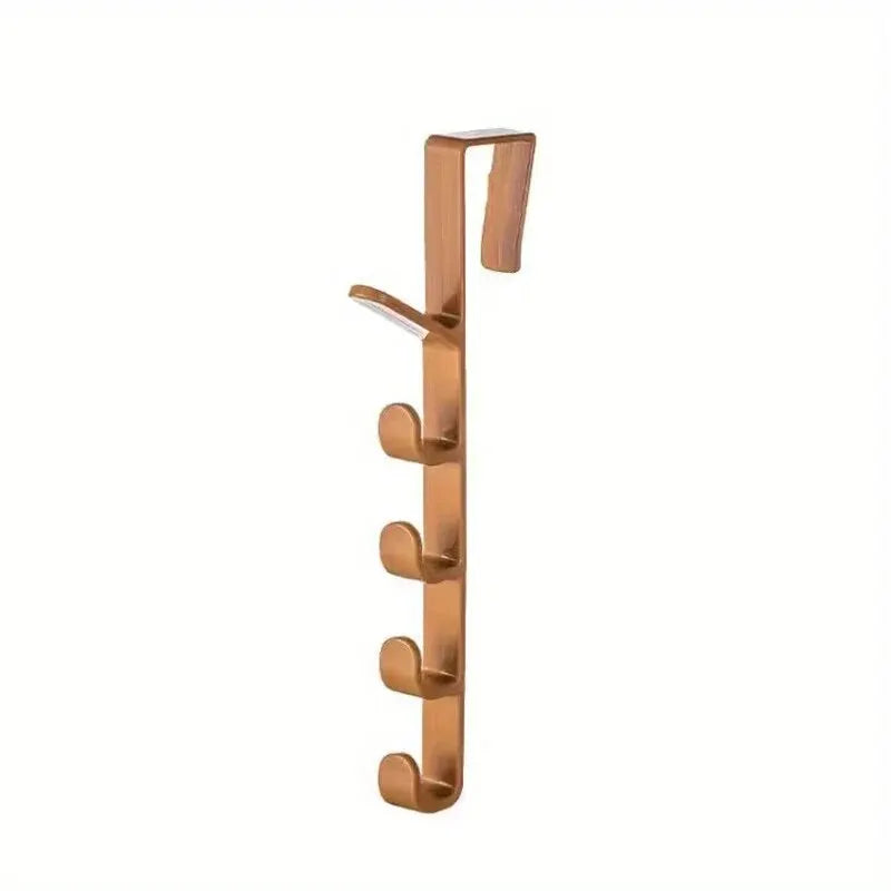 5-Hook Over-the-Door Organizer Rack – No-Drill ABS Plastic | Bags, Hats & Coats | Black, White, Brown