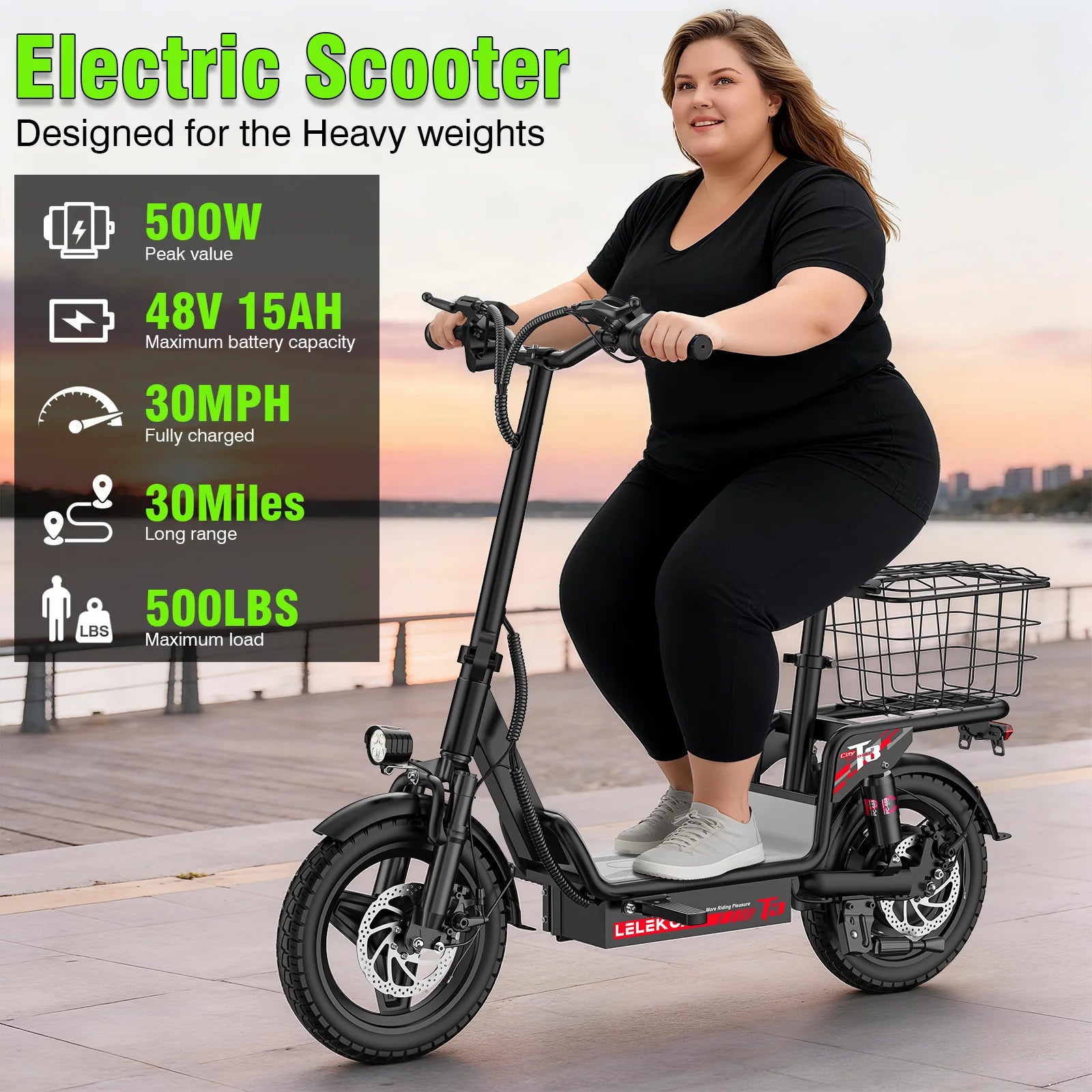 14-Inch Folding Electric Bike with Basket – 48V