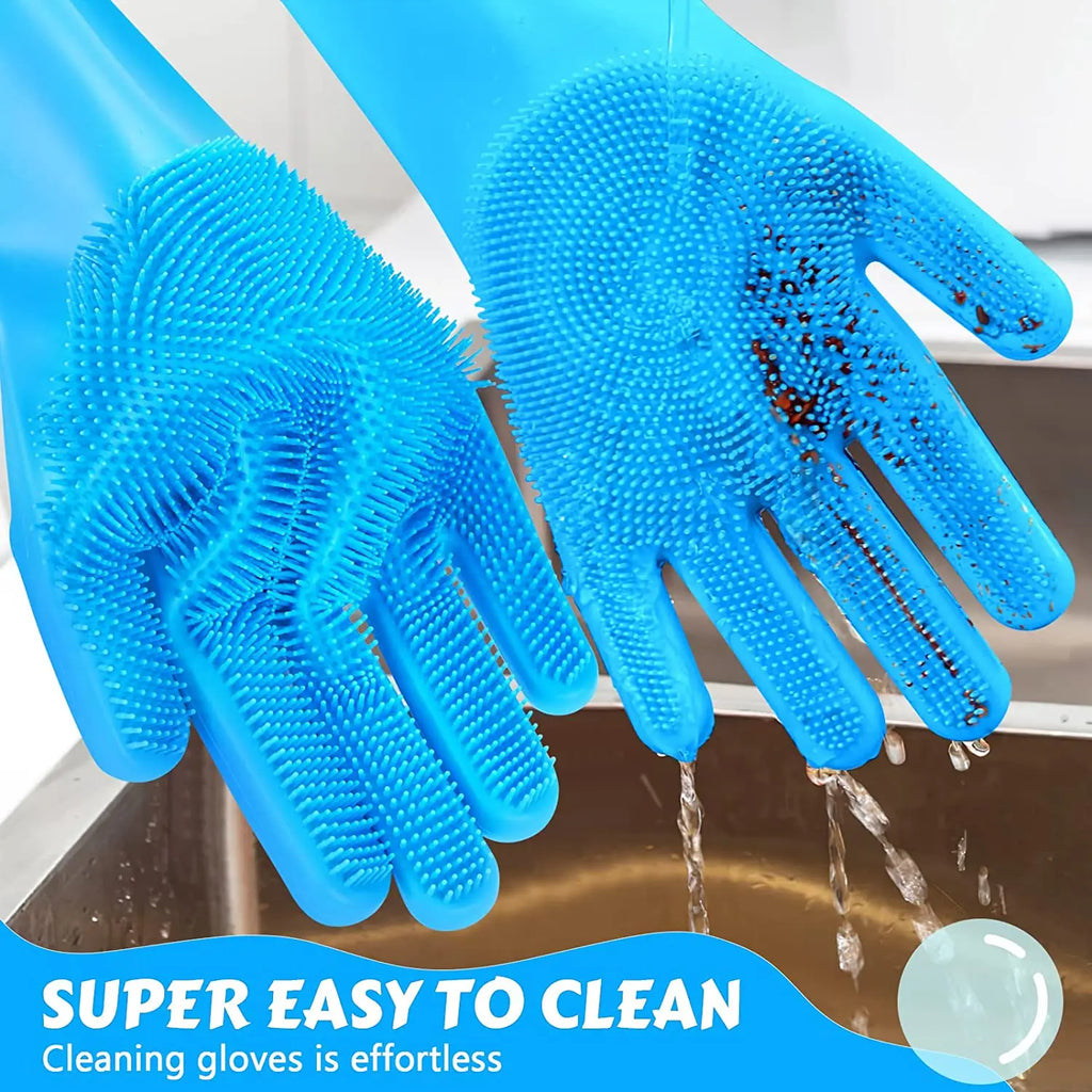 2-in-1 Silicone Pet Bathing & Grooming Glove – 3,000 Brush Heads | Deep Clean & Massage | Cats, Dogs & Rabbits | Pink & Blue