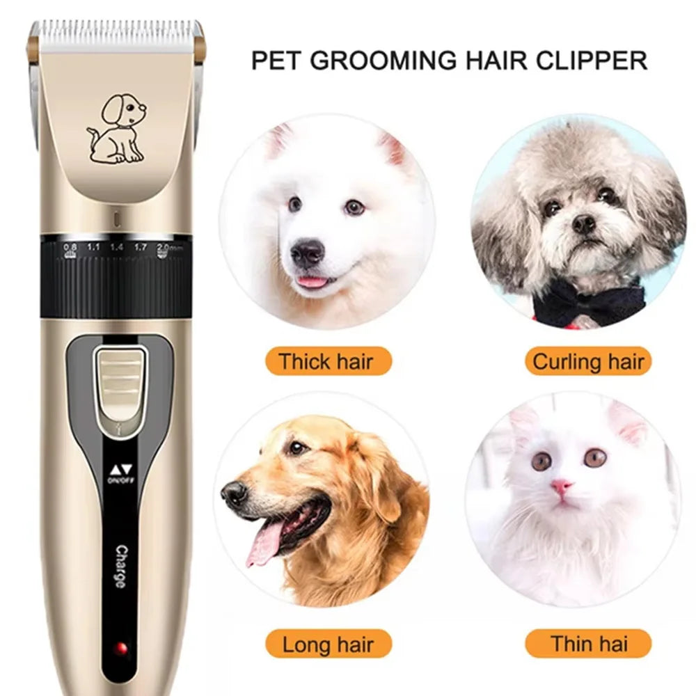 Professional Pet Grooming Clipper Kit – Rechargeable | Quiet | Titanium Ceramic Blade | 4–15 Piece Sets
