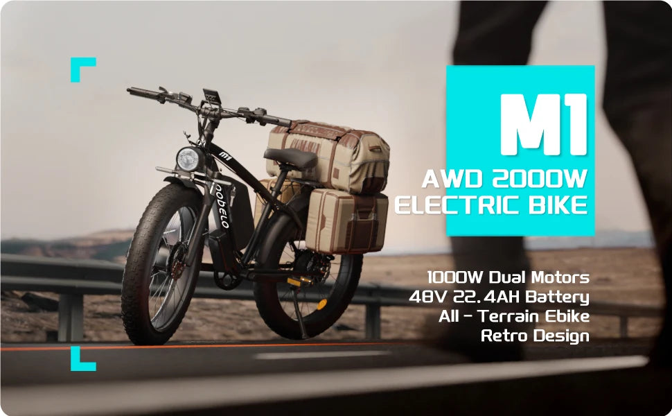 EOEOTWO 26" Fat Tire Electric Bike for Adults, 1000W Motor 1500W Peak, 48V 15Ah Battery, 34 MPH Max Speed, Up to 60 Miles Long Range