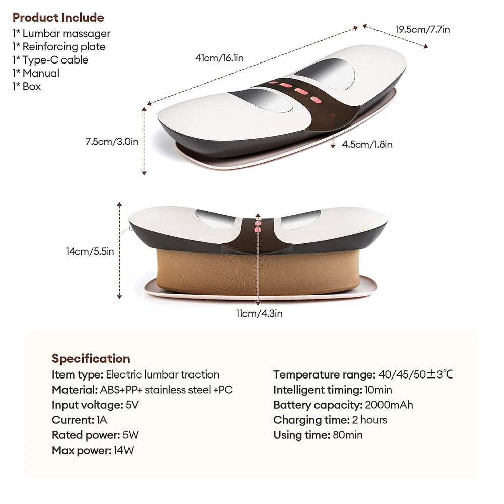 Electric Lumbar Vibration Massager – Adjustable Back Support