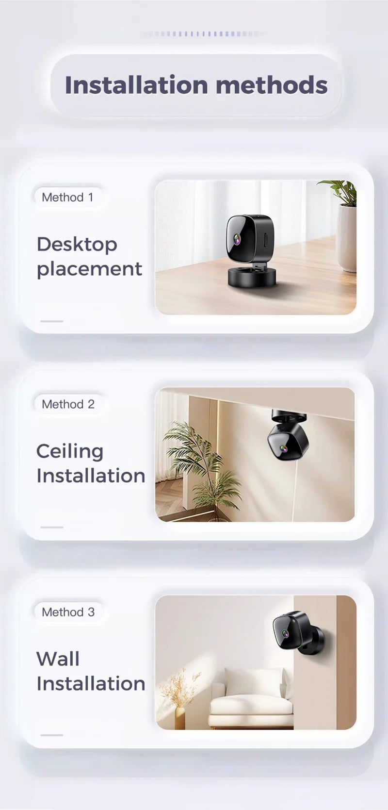 S1 Mini 1080P WiFi Security Camera | 360° Rotatable | Night Vision | Motion Detection | Battery & Plug-in | Black