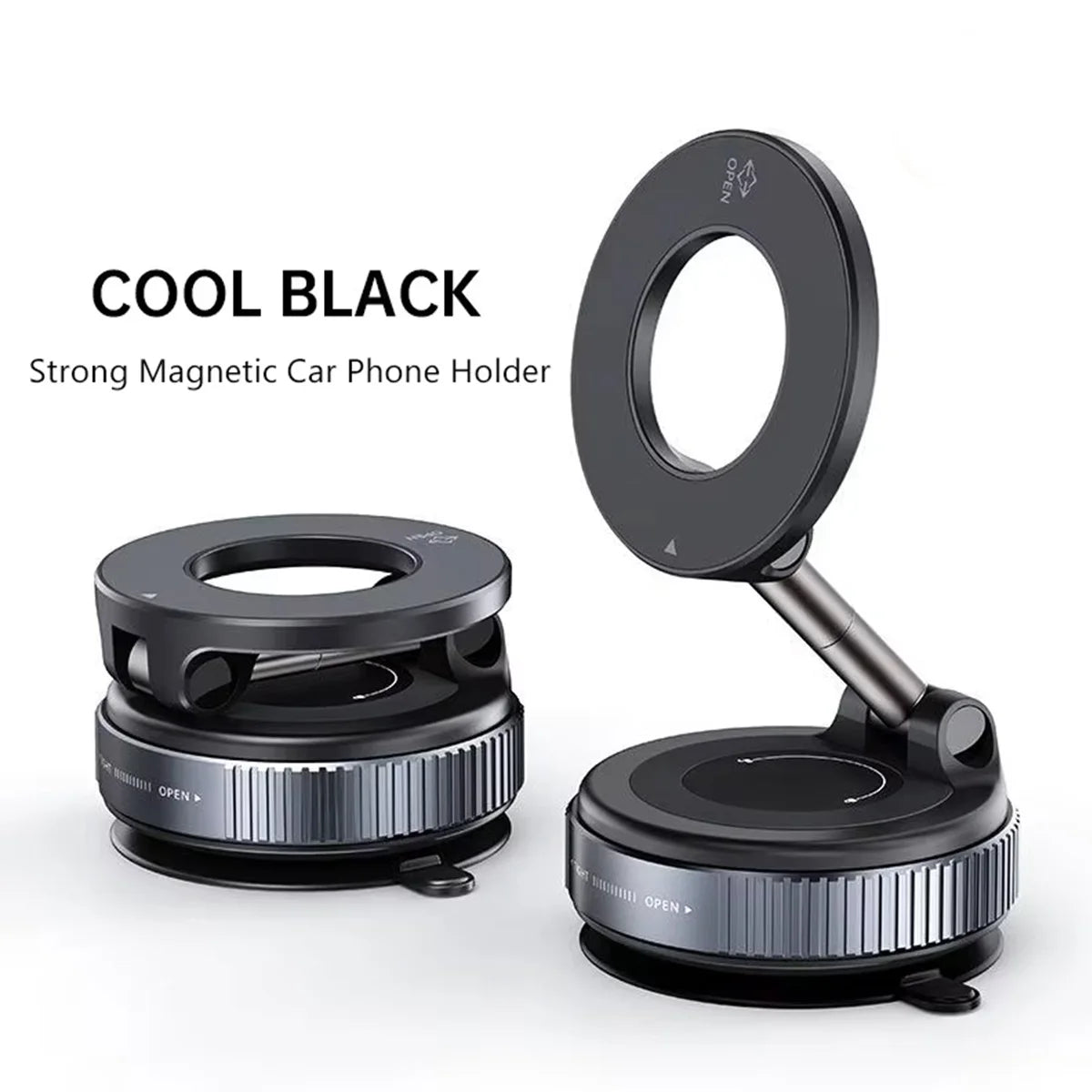Strong Magnetic Foldable Car Phone Mount – 360° Rotation | Windshield & Multi-Surface | Universal Fit | Black, Silver & White