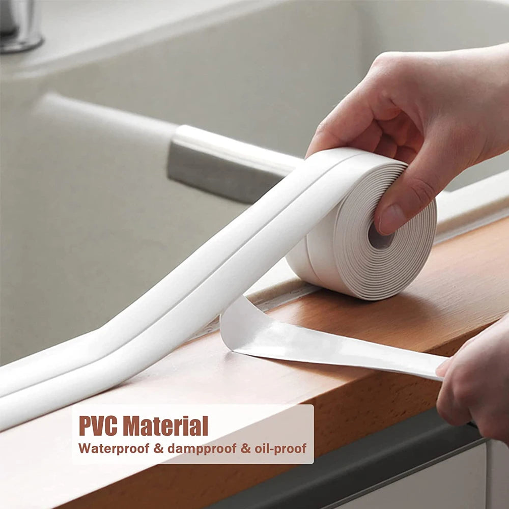 Waterproof Caulk Sealing Tape – Self-Adhesive PVC Strip for Bathroom, Kitchen & Toilet