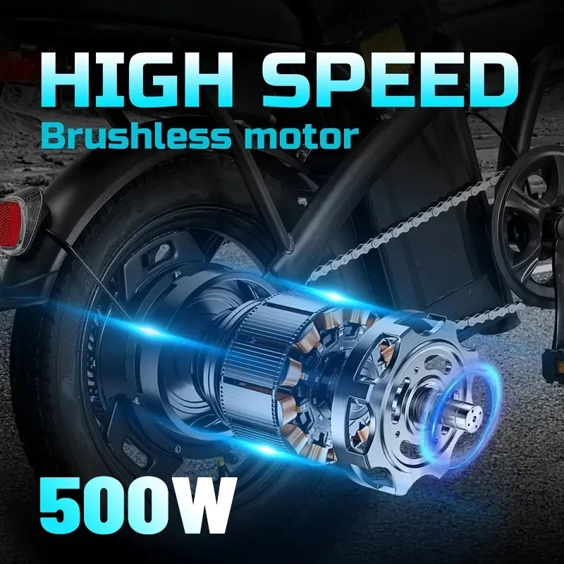 14-Inch Folding Electric Bike – 500W, 48V 10Ah