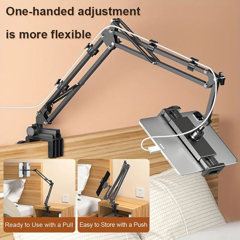 Adjustable Long-Arm Tablet Holder for Bed & Desk – 4.7–13 Inch