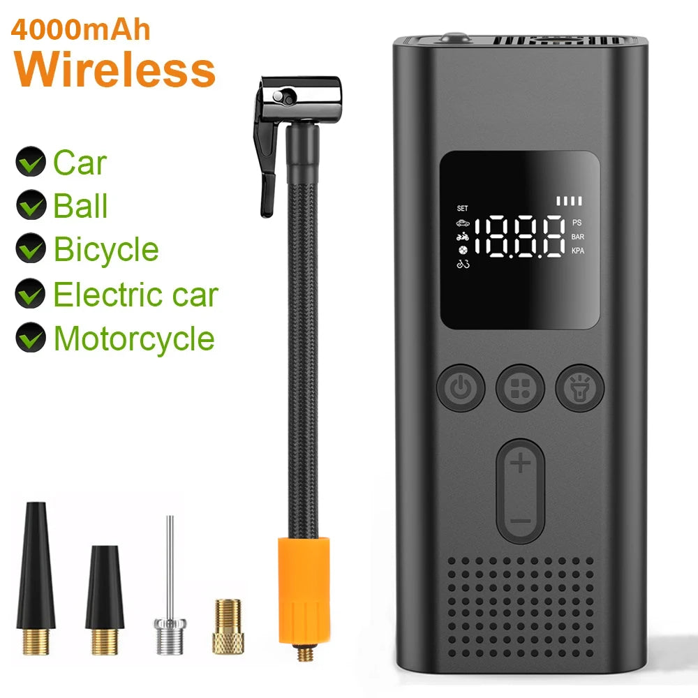 Portable Electric Tire Inflator Air Pump – 150 PSI | 4000mAh | Auto Shut-Off | Cars, Bikes & More