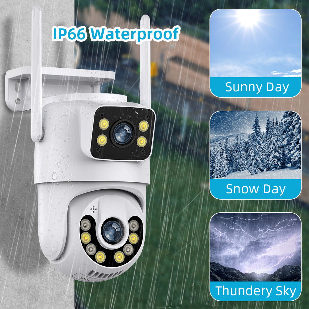 Dual Lens WiFi PTZ Security Camera – 4MP & 8MP | AI Auto-Tracking | IP66 | Color Night Vision | Indoor & Outdoor