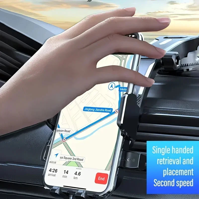 Adjustable Car Phone Mount – 360° Swivel Dashboard Cradle, Strong Suction, Anti-Shake Design