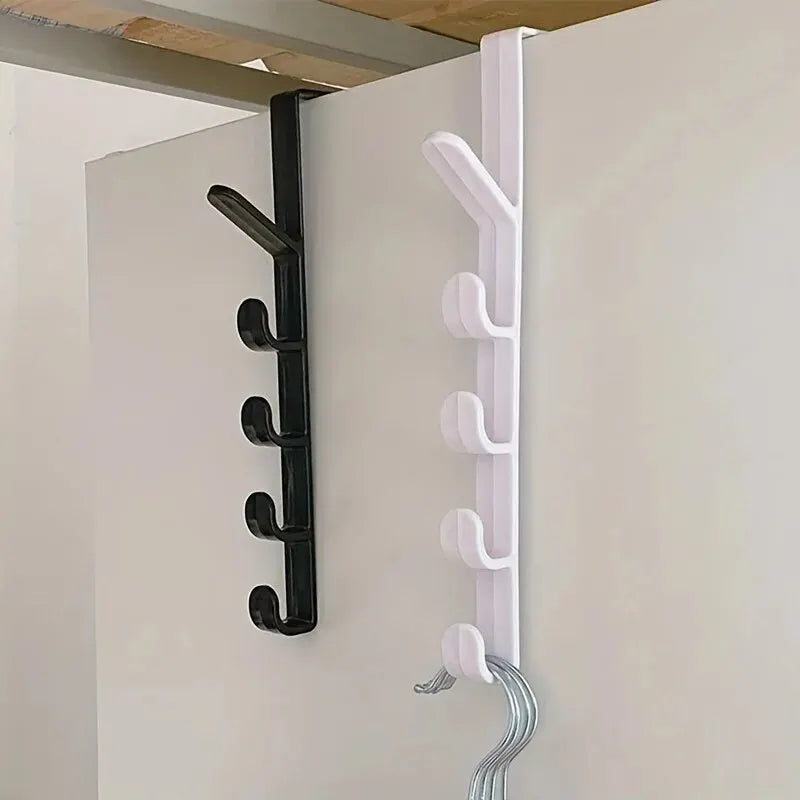 5-Hook Over-the-Door Organizer Rack – No-Drill ABS Plastic | Bags, Hats & Coats | Black, White, Brown