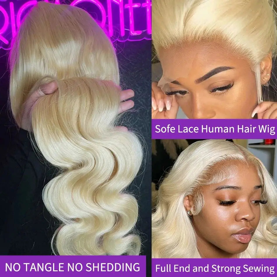 613 Blonde Body Wave Human Hair Lace Front Wig – 13x4 & 13x6 HD Lace | 180% & 220% Density | 18–38 Inches