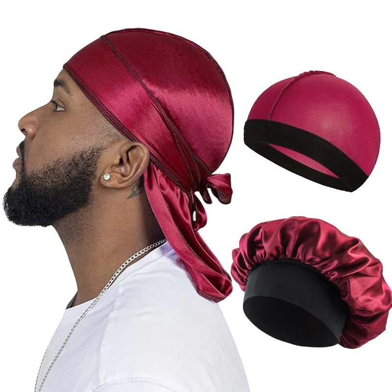 Silky Durag Wave Cap & Satin Bonnet – Long Tail | Unisex | 7 Colors | One Size