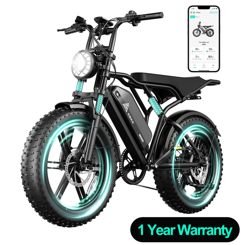 TST R002S 1500W Fat Tire Electric Bike – 28 MPH, 48V 15Ah Battery