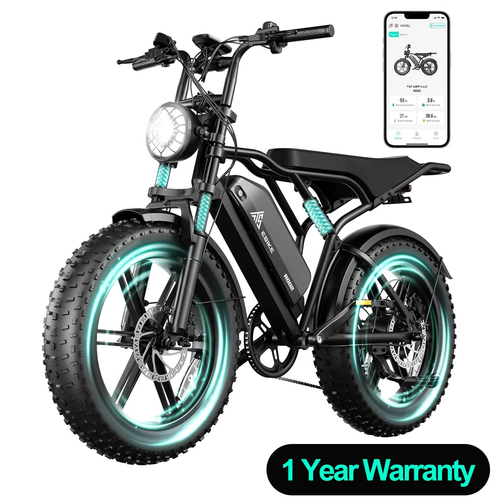 TST R002S 1500W Fat Tire Electric Bike – 28 MPH, 48V 15Ah Battery
