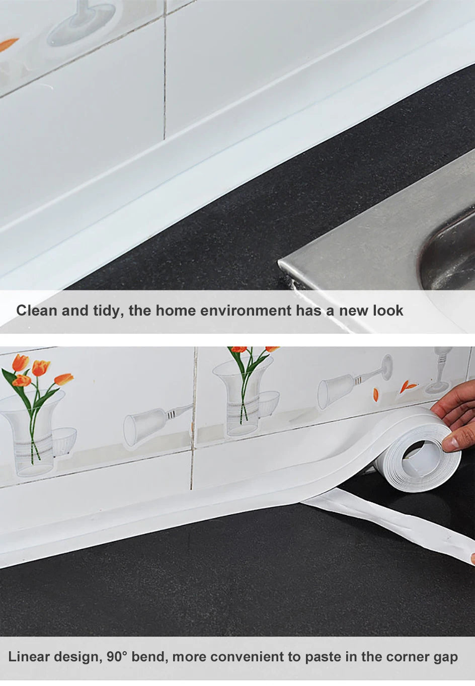 Waterproof Caulk Sealing Tape – Self-Adhesive PVC Strip for Bathroom, Kitchen & Toilet