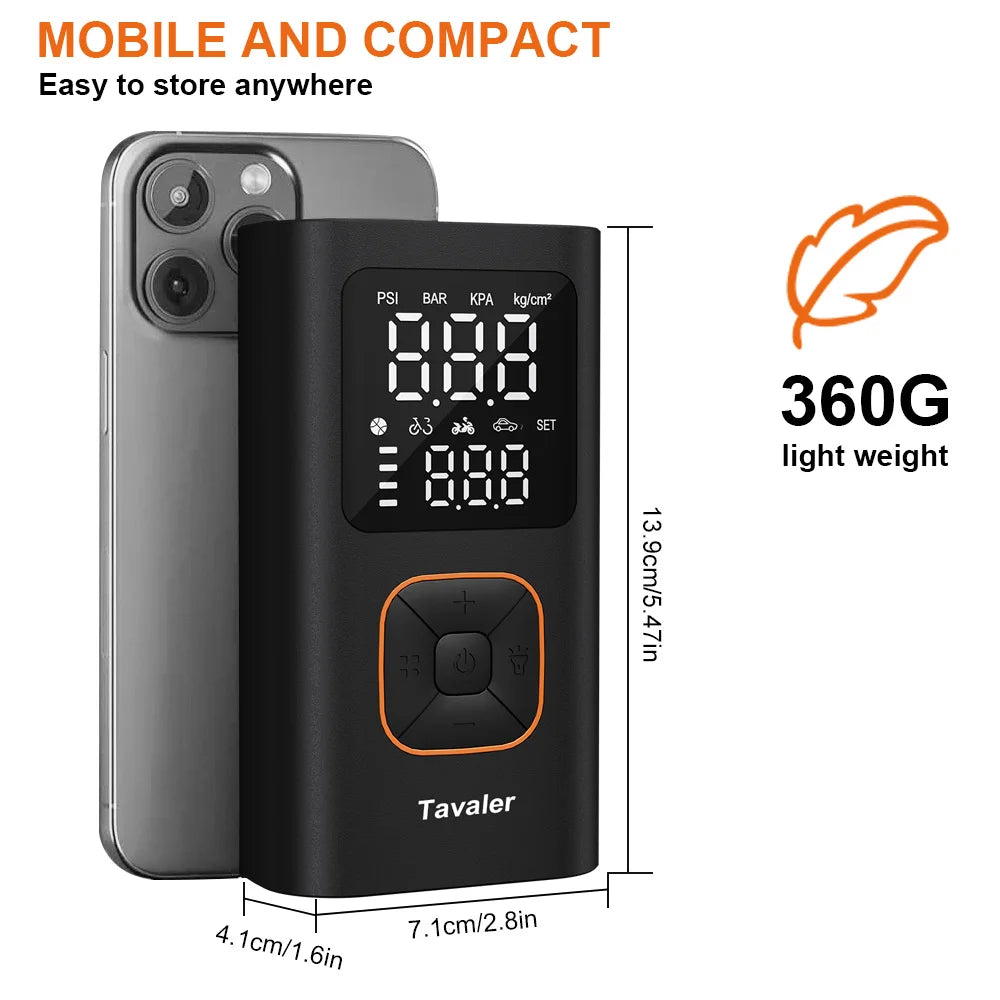 Portable Electric Tire Inflator Air Pump – 150 PSI | 4000mAh | Auto Shut-Off | Cars, Bikes & More