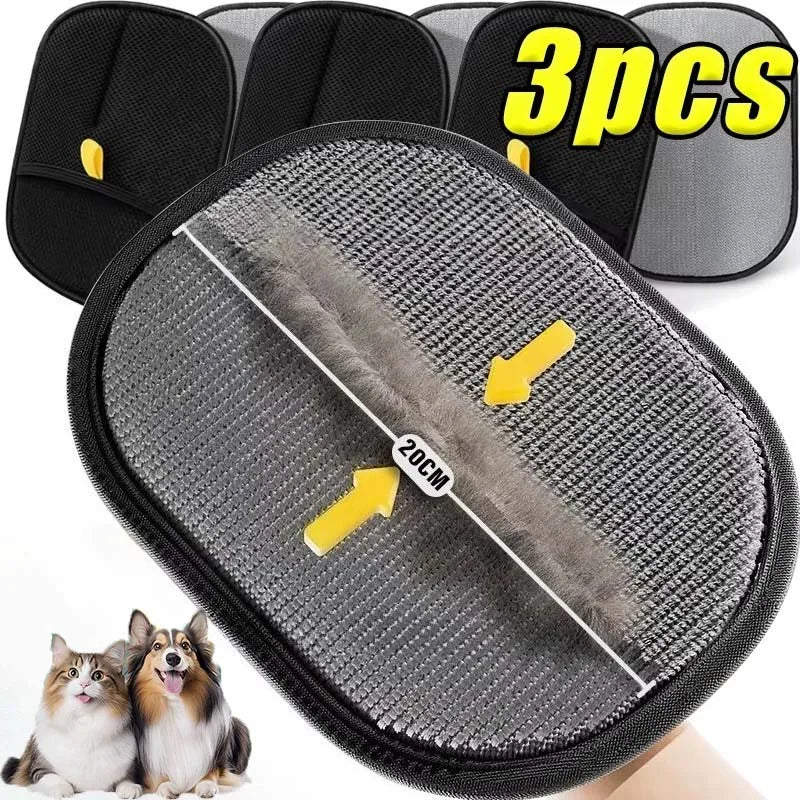 Double-Sided Pet Grooming & Hair Remover Glove – Self-Cleaning | Massage Brush | Cats & Dogs | 1-3 Pack
