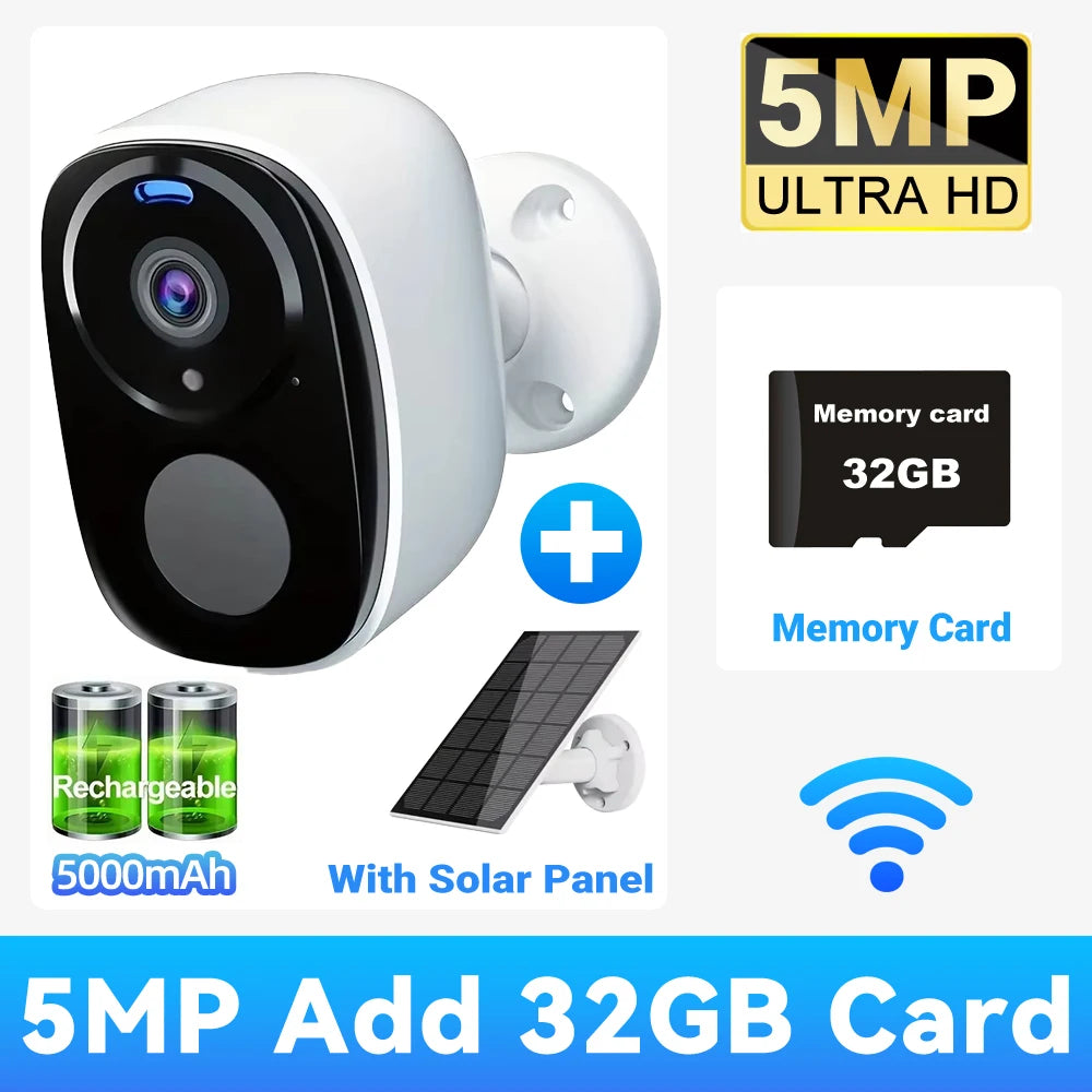 2K 5MP Solar & Battery Wireless Security Camera – Color Night Vision