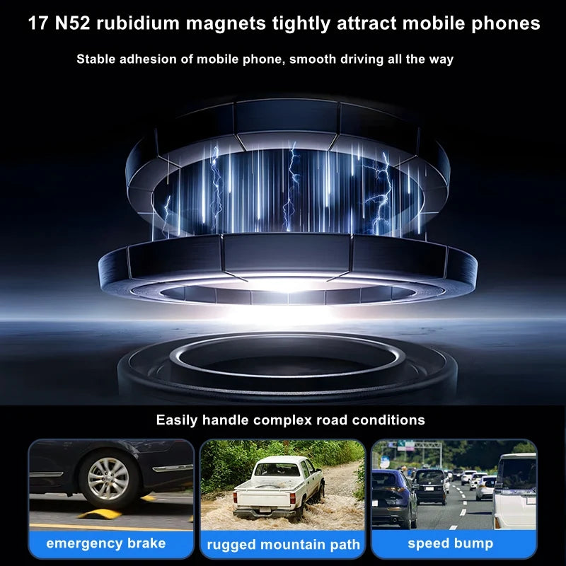 Magnetic Car Phone Mount – Bendable, Detachable, 360° Adjustable, Universal Dashboard Mount